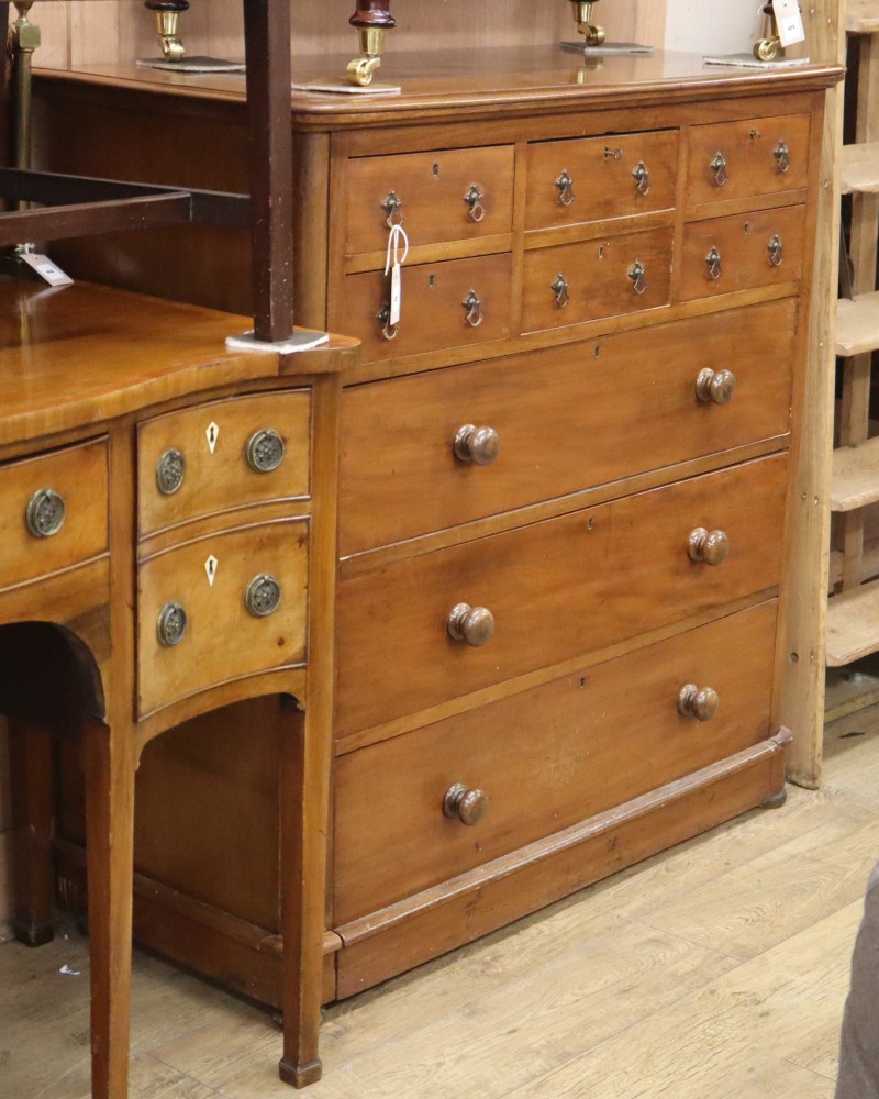 A Victorian mahogany nine drawer chest, W.115cm, D.51cm, H.118cm